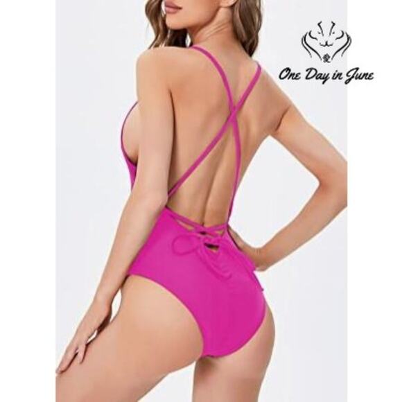 Sweatyrocks Ruched Back One Piece Swimsuit Size M - Picture 2 of 4